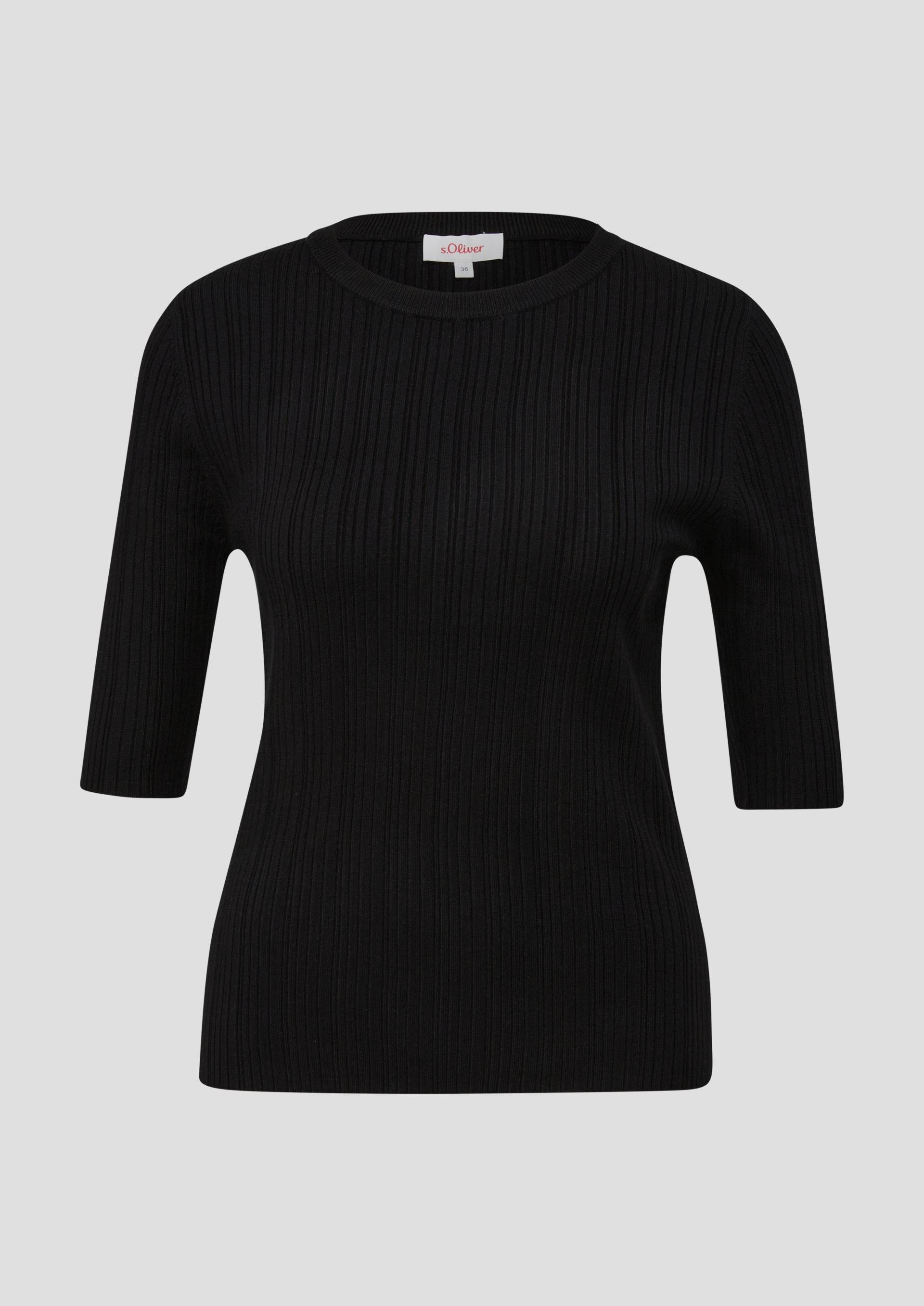 s.Oliver - Gerippter Pullover aus Viskosestretch, Damen, schwarz von s.Oliver