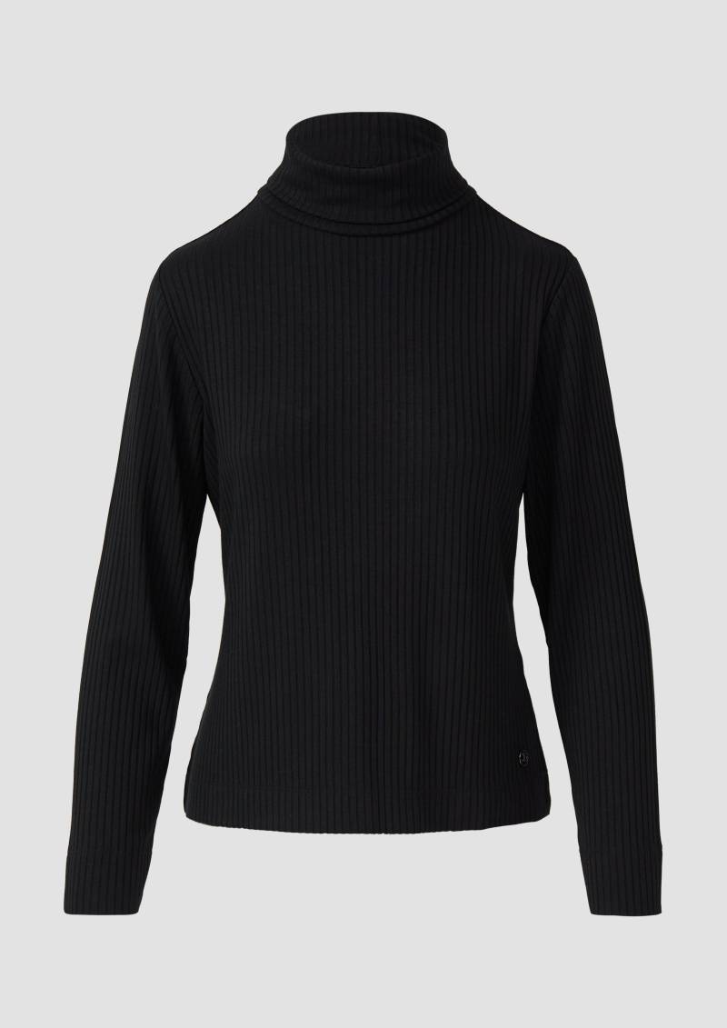 s.Oliver - Gerippter Rollkragenpullover im Slim Fit, Damen, schwarz von s.Oliver