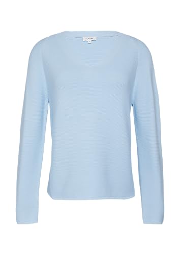 Gerippter Strickpullover aus Baumwollmix mit V-Ausschnitt hellblau 38 von s.Oliver