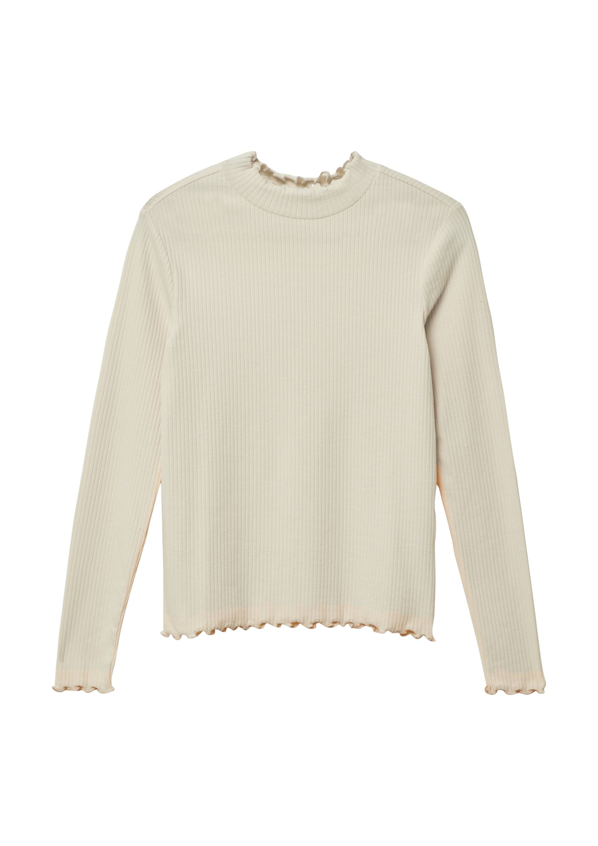 s.Oliver - Geripptes Langarmshirt im Slim Fit mit Rollsaum, Mädchen, creme von s.Oliver