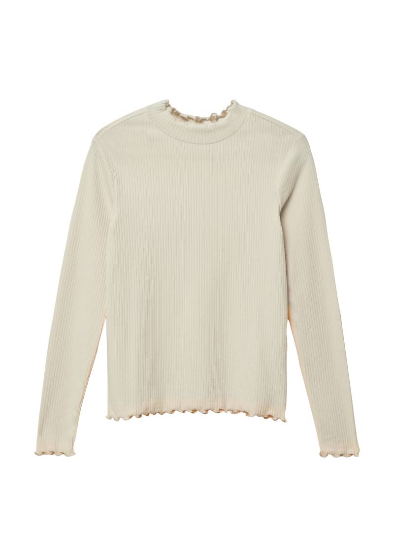 s.Oliver - Geripptes Langarmshirt im Slim Fit mit Rollsaum, Mädchen, creme von s.Oliver
