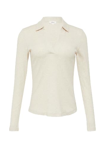 s.Oliver Geripptes Langarmshirt mit Polokragen beige 40 von s.Oliver