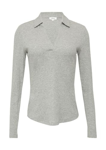 s.Oliver Geripptes Langarmshirt mit Polokragen grau meliert 40 von s.Oliver