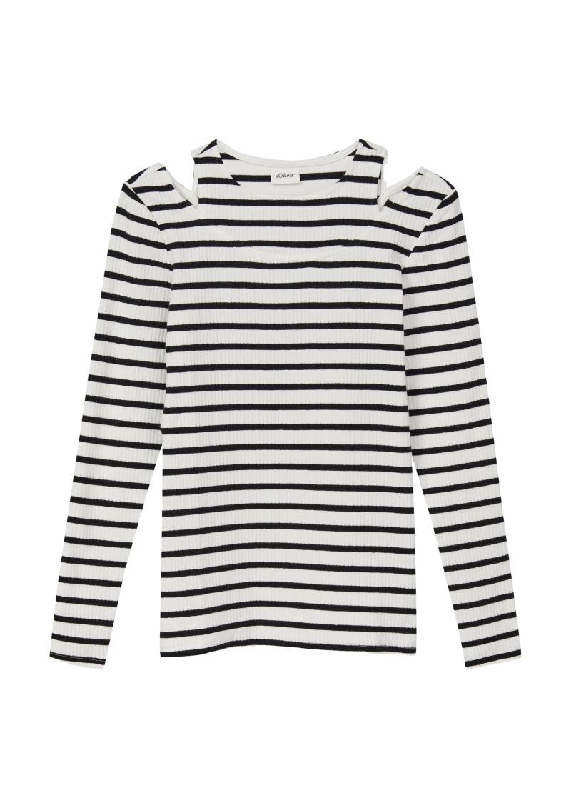 s.Oliver - Geripptes Longsleeve im 2-in-1-Look, Mädchen, creme|schwarz|weiß von s.Oliver