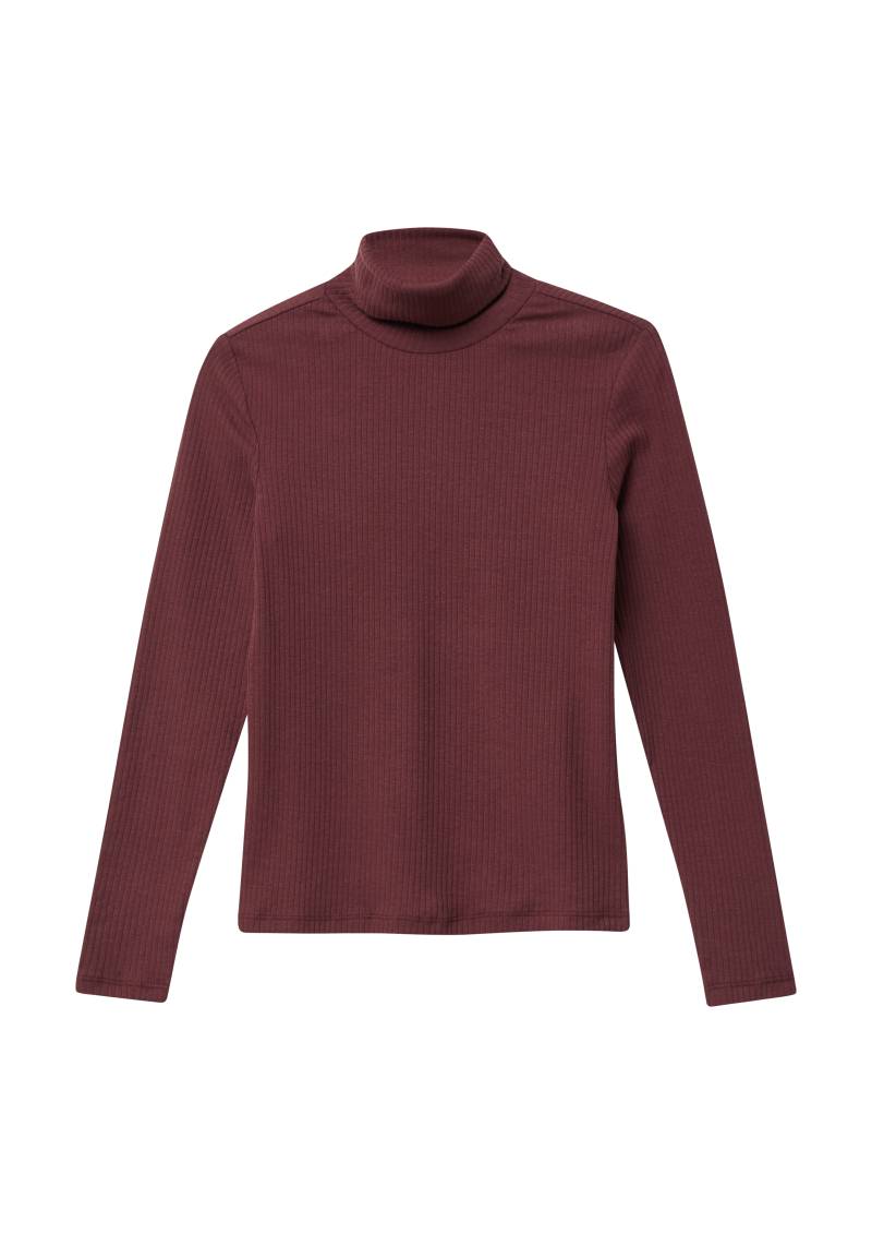 s.Oliver - Geripptes Longsleeve im Slim Fit mit Rollkragen und Streifenmuster, Mädchen, rot von s.Oliver