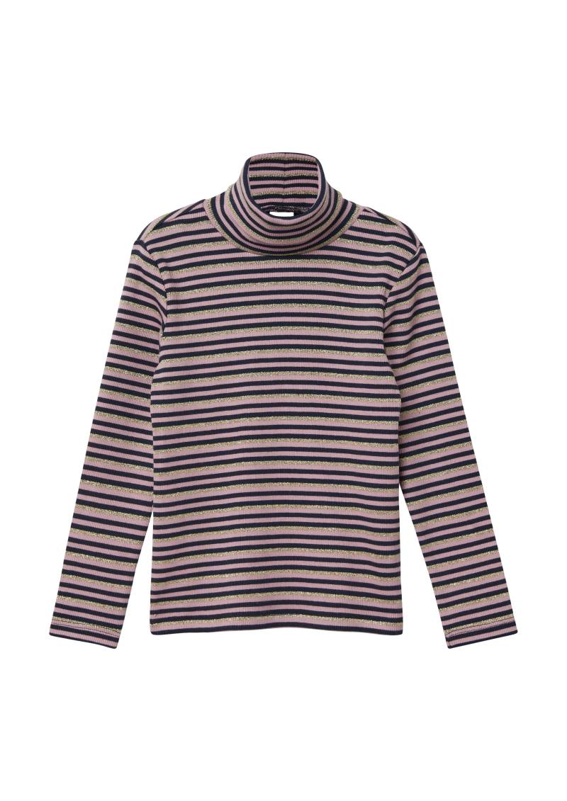 s.Oliver - Geripptes Rollkragen-Longsleeve mit Glitzergarn, Kinder, blau|pink von s.Oliver