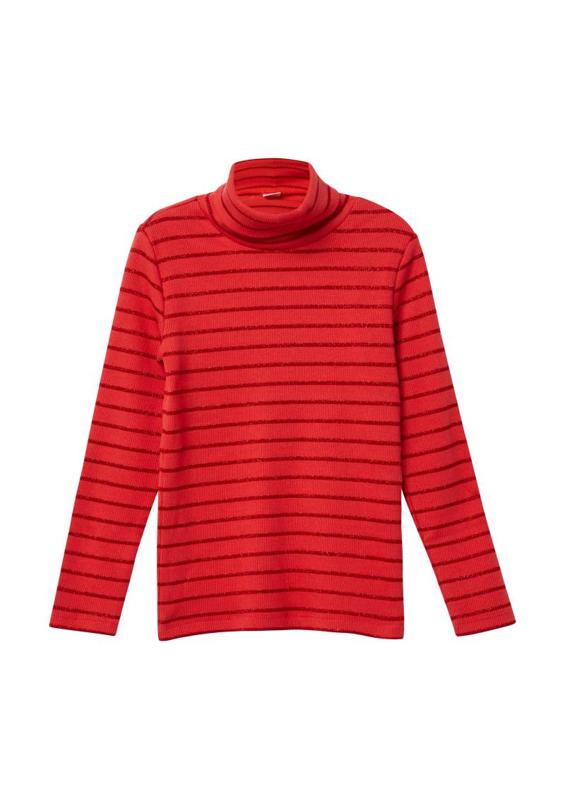 s.Oliver - Geripptes Rollkragen-Longsleeve mit Glitzergarn, Kinder, rot von s.Oliver