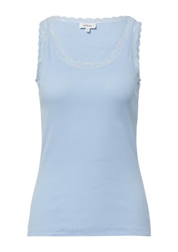 s.Oliver Geripptes Slim-Fit-Tanktop mit Spitze hellblau 42 von s.Oliver