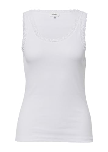 s.Oliver Geripptes Slim-Fit-Tanktop mit Spitze weiß 44 von s.Oliver
