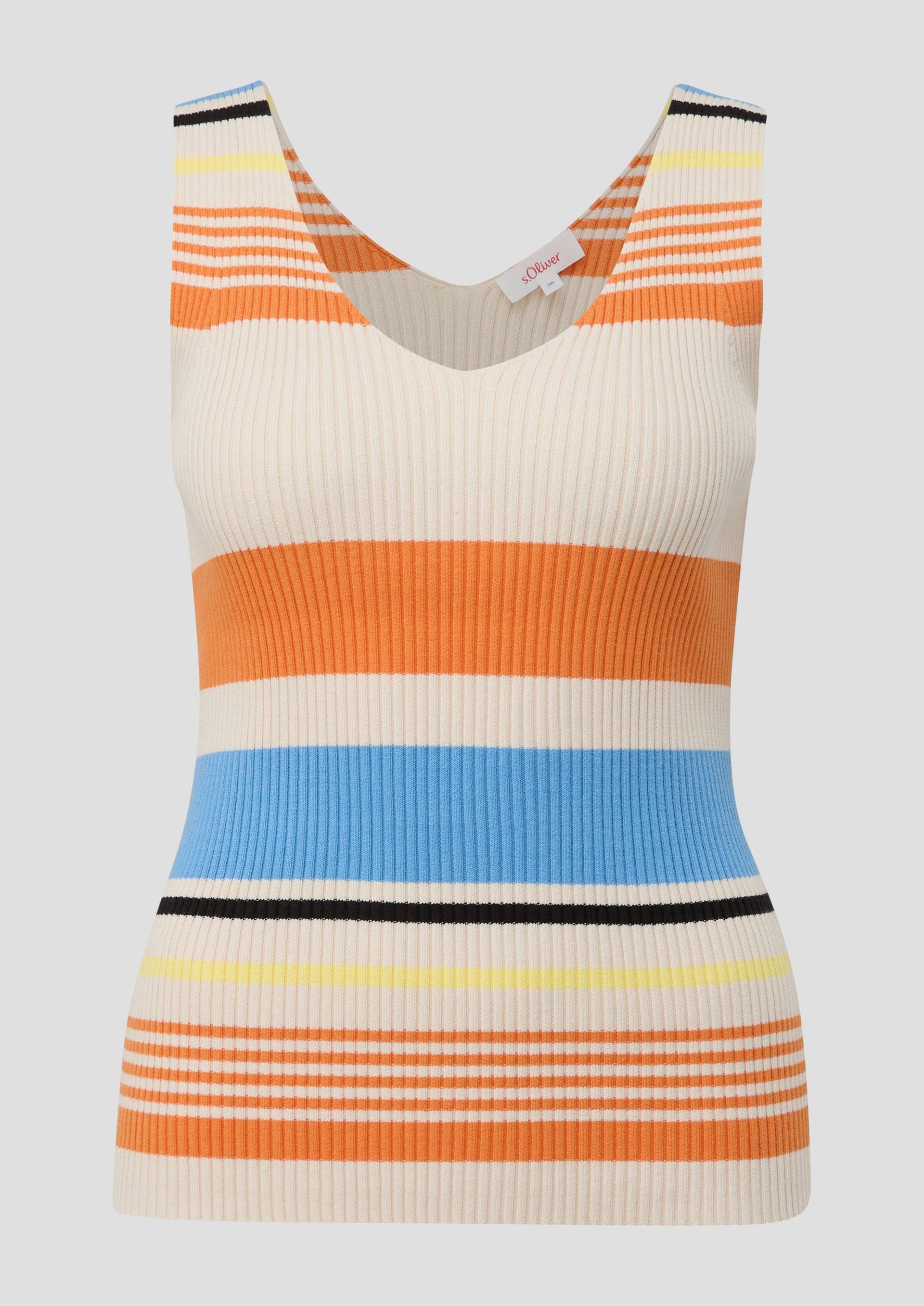 s.Oliver - Geripptes Stricktop aus Viskosemix im Slim Fit, Damen, Orange s.Oliver - Geripptes Stricktop aus Viskosemix im Slim Fit, Damen, Orange von s.Oliver