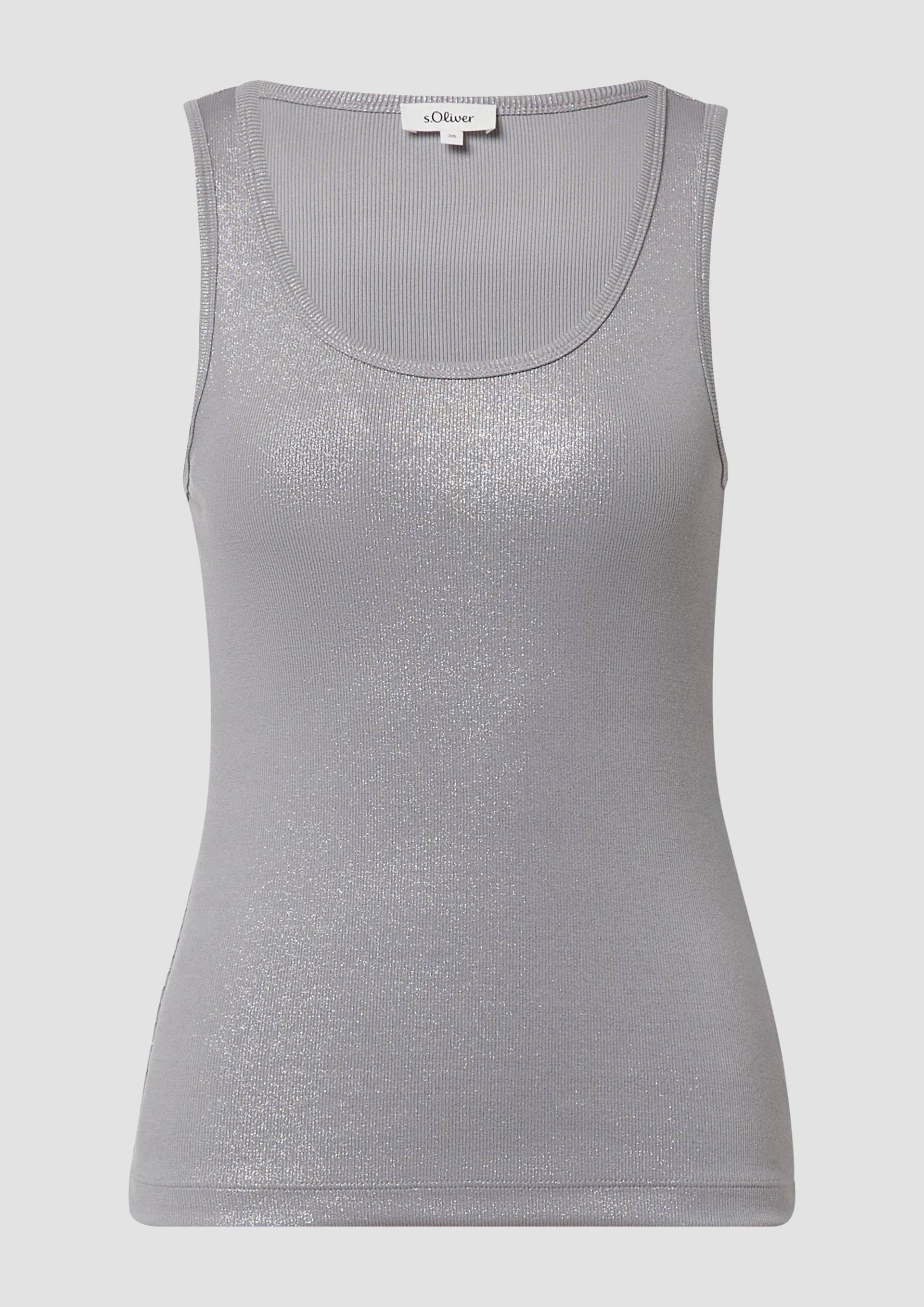 s.Oliver - Geripptes Tank-Top mit glitzerndem Coating, Damen, grau von s.Oliver