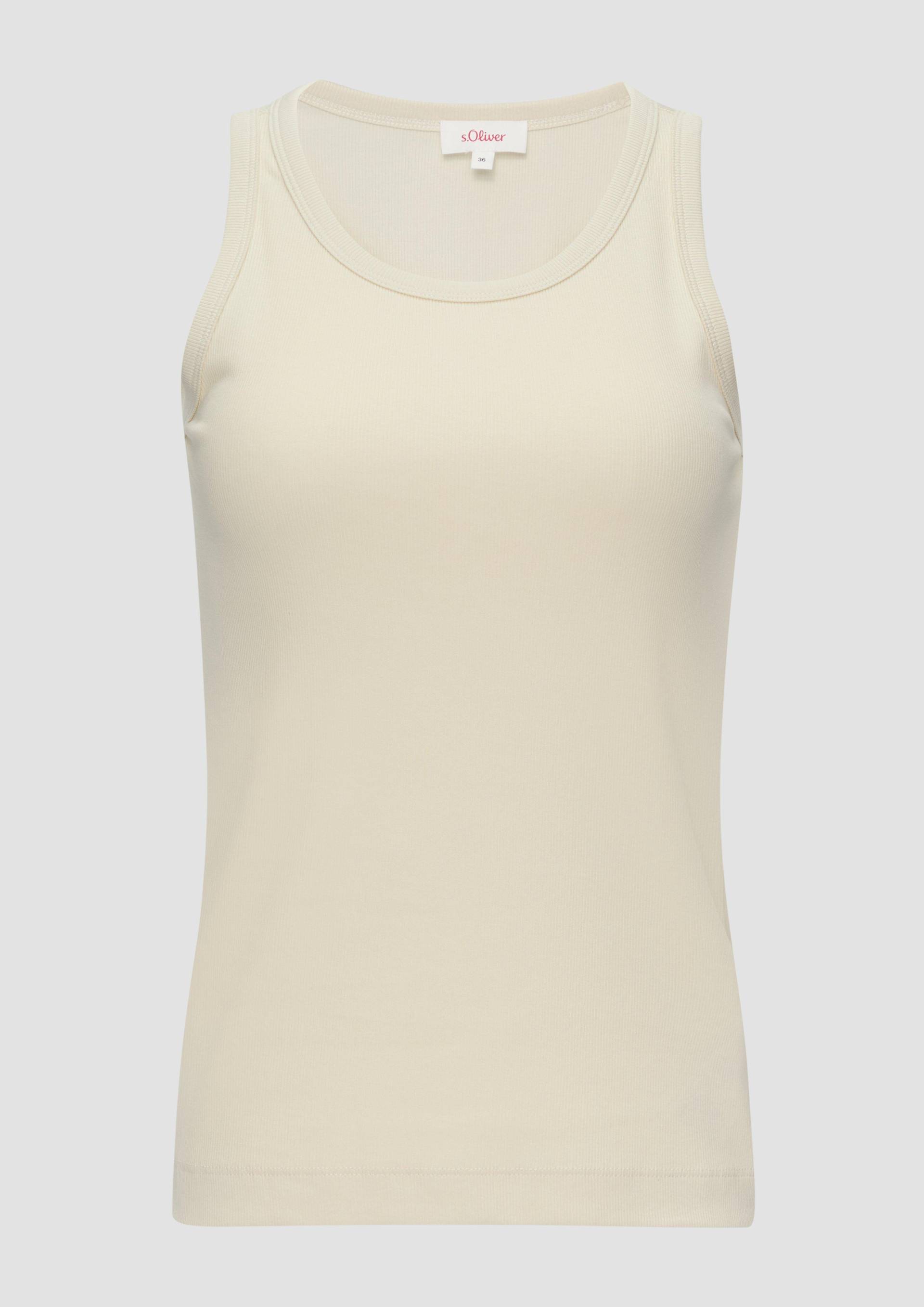 s.Oliver - Geripptes Tanktop aus Baumwollstretch, Damen, Beige von s.Oliver
