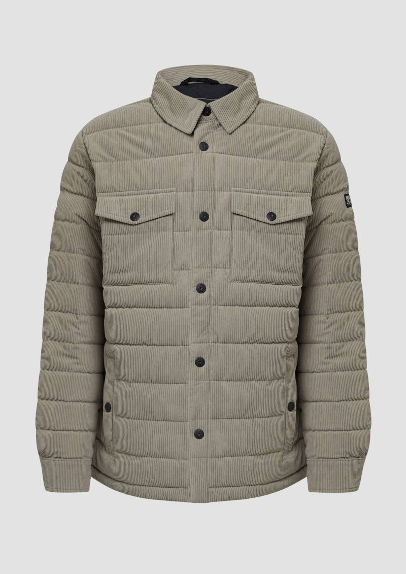 s.Oliver - Gestepptes Cord-Overshirt mit aufgesetzten Taschen, Herren, braun von s.Oliver