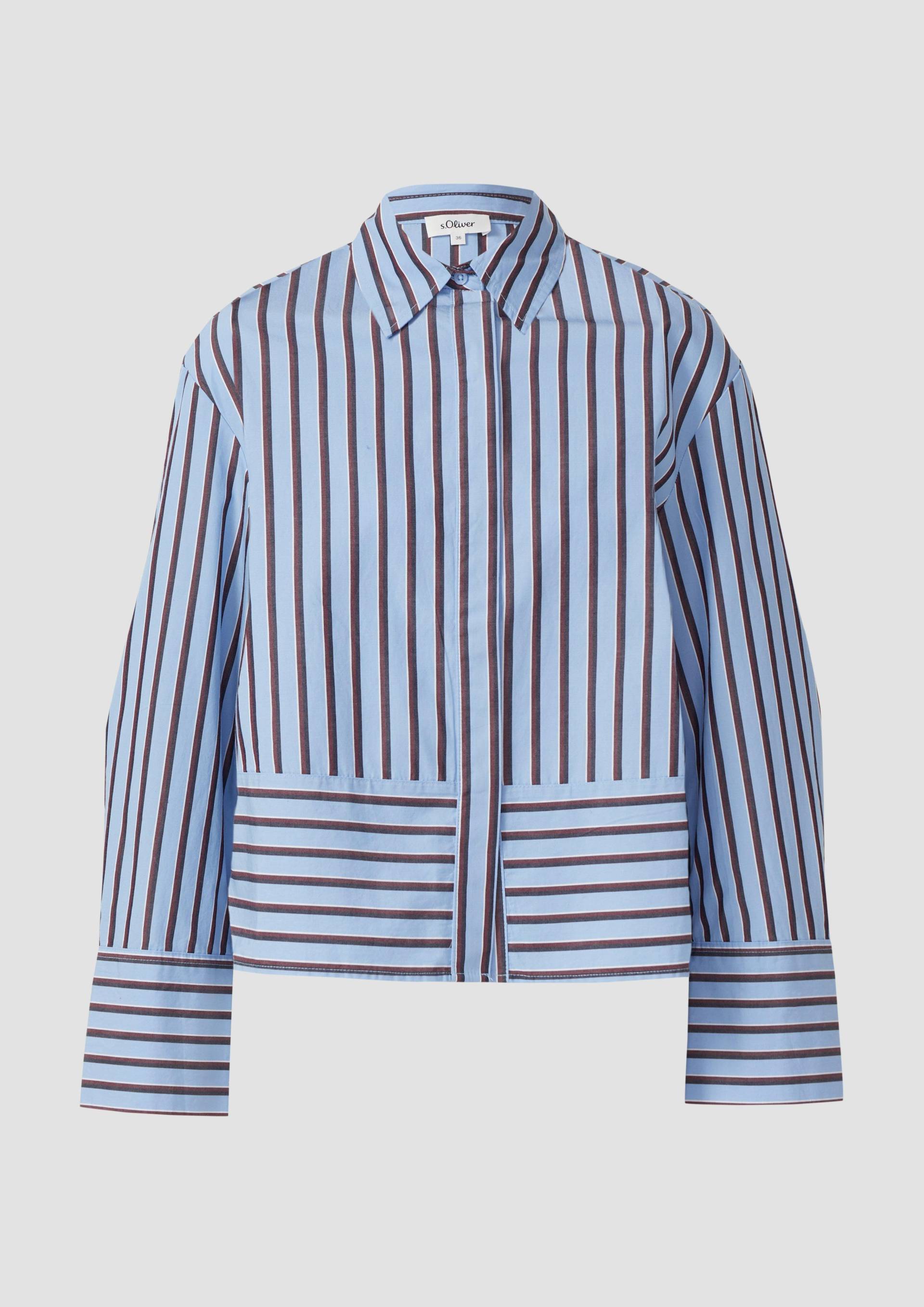 s.Oliver - Gestreifte Baumwollbluse im Relaxed Fit, Damen, blau|mehrfarbig von s.Oliver