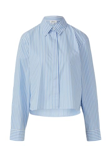 s.Oliver Gestreifte Popeline-Bluse im Boxy Fit arktisblau 42 von s.Oliver