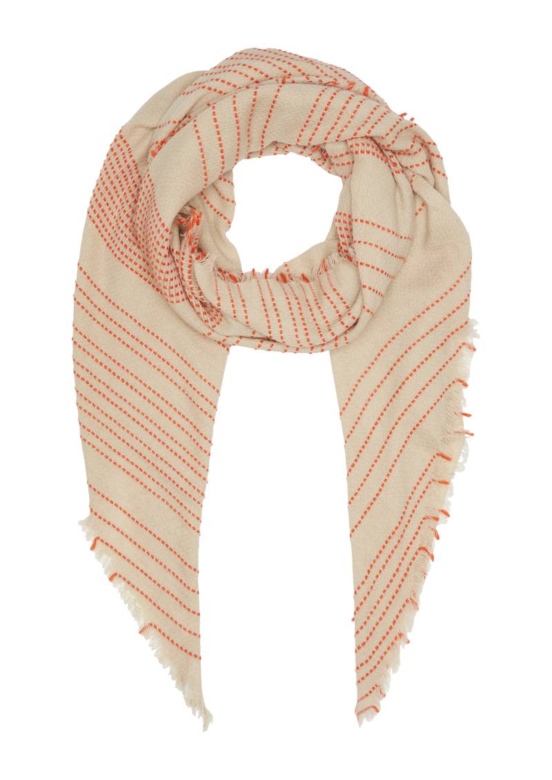 s.Oliver - Gestreifter Schal mit Fransen, Damen, Beige von s.Oliver