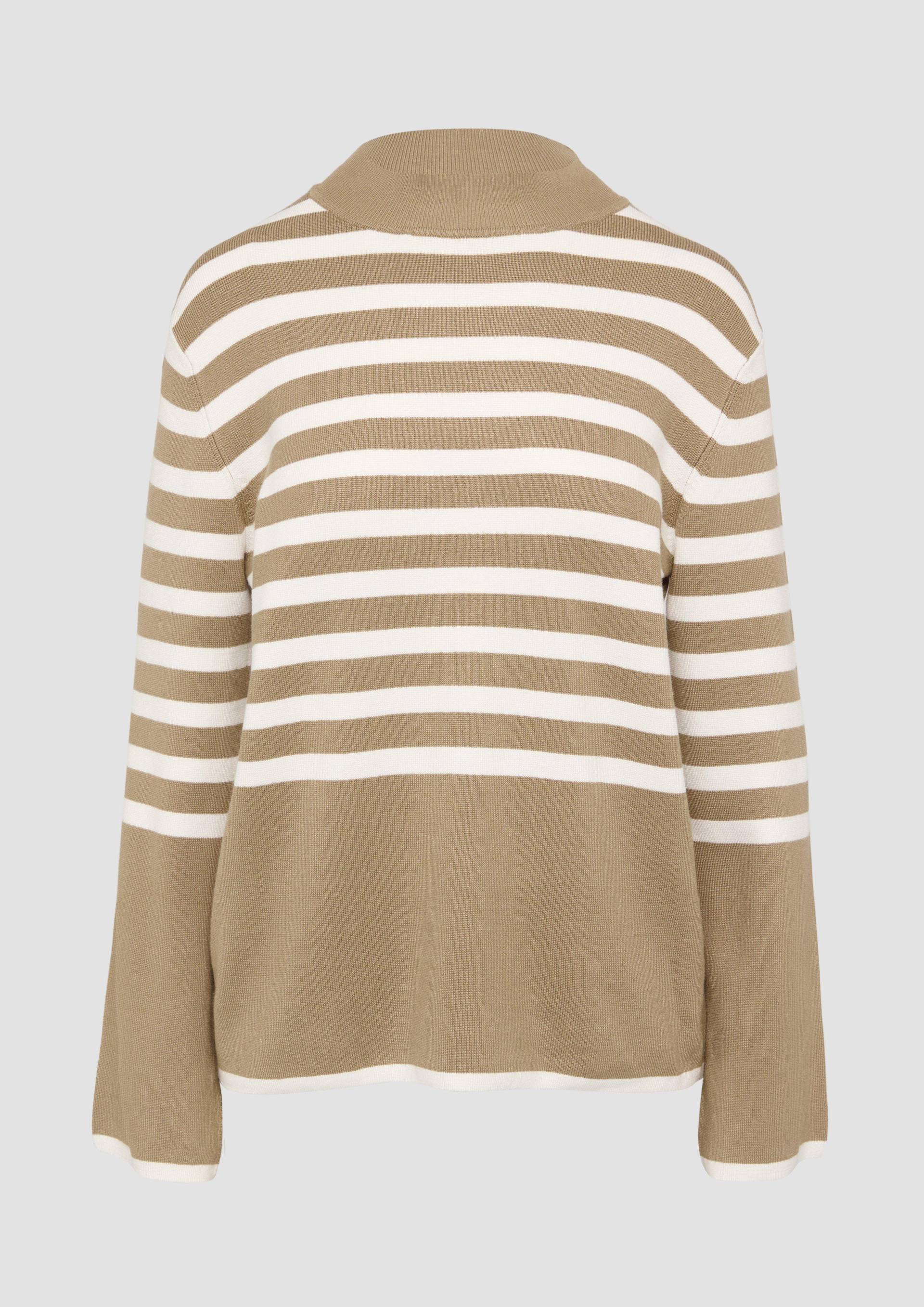 s.Oliver - Gestreifter Strickpullover mit ausgestellten Ärmeln, Damen, braun von s.Oliver