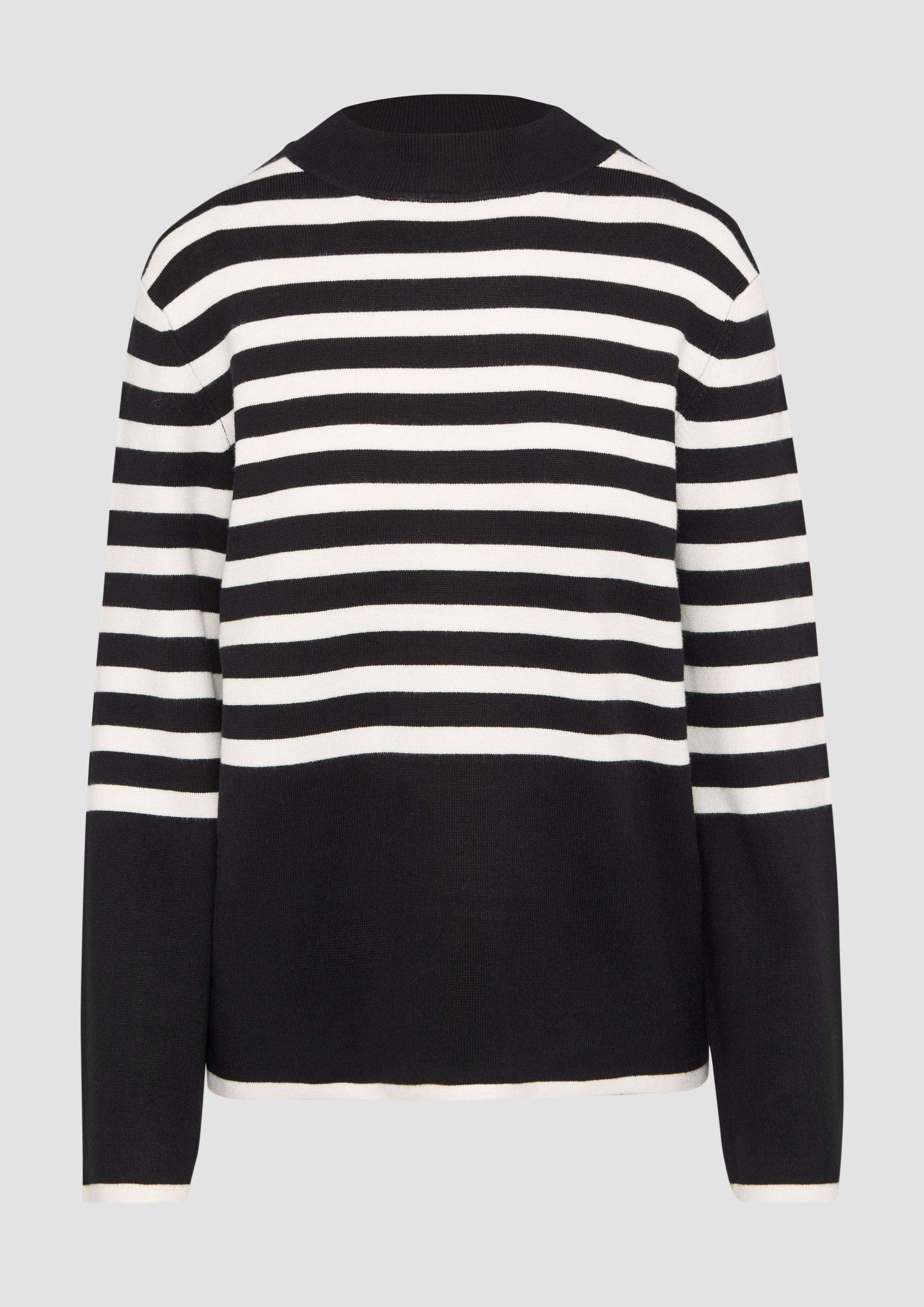 s.Oliver - Gestreifter Strickpullover mit ausgestellten Ärmeln, Damen, schwarz von s.Oliver