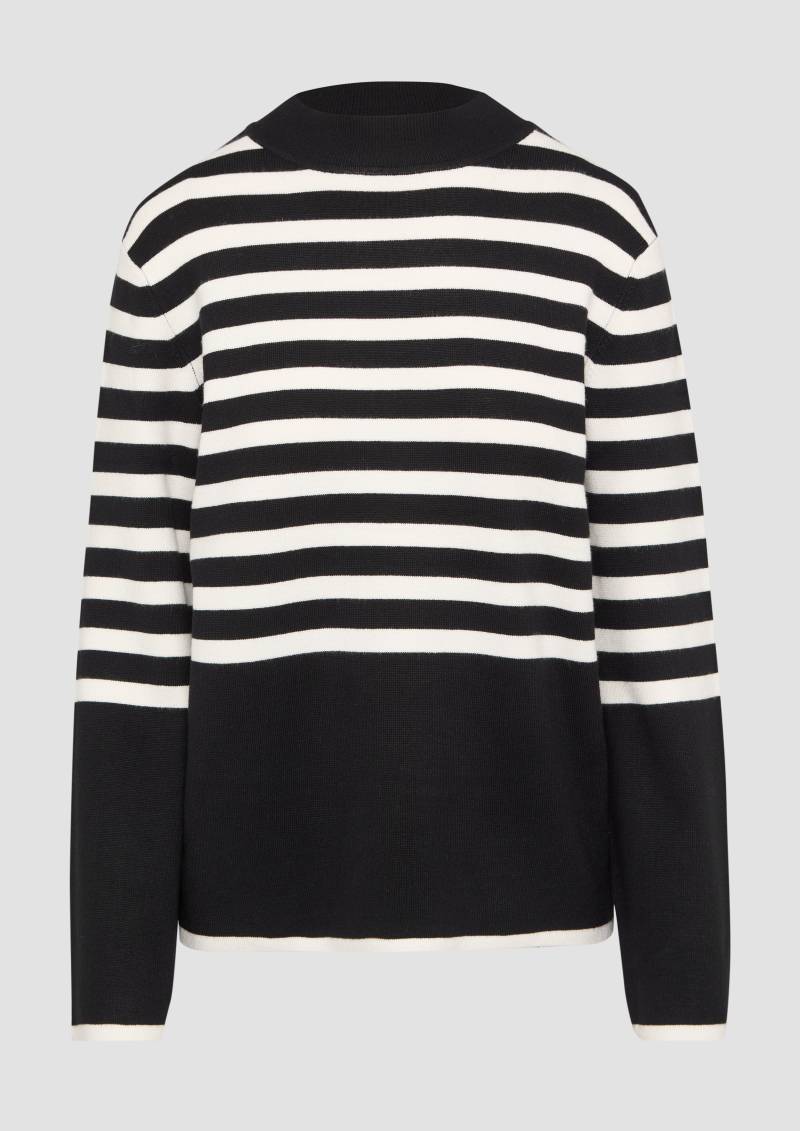 s.Oliver - Gestreifter Strickpullover mit ausgestellten Ärmeln, Damen, schwarz von s.Oliver