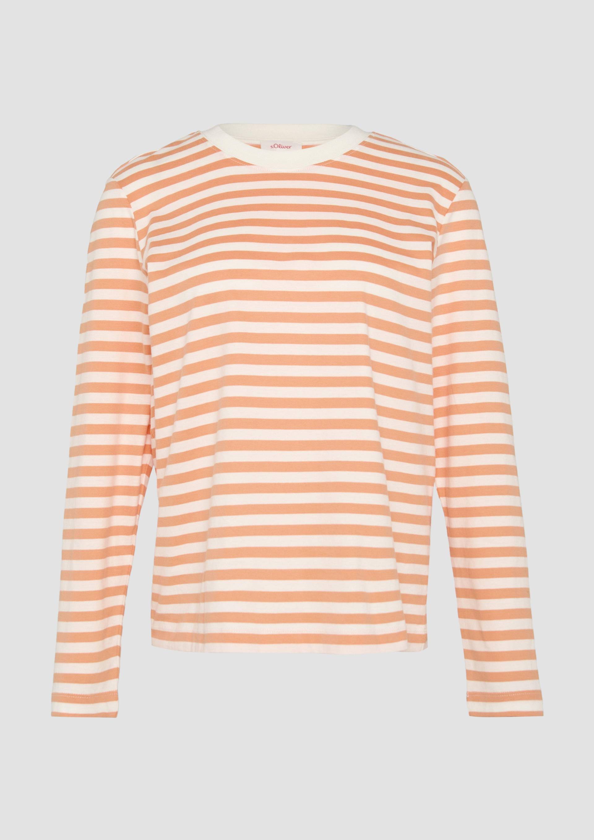 s.Oliver - Gestreiftes Langarmshirt aus Baumwolljersey, Damen, Orange s.Oliver - Gestreiftes Langarmshirt aus Baumwolljersey, Damen, Orange von s.Oliver