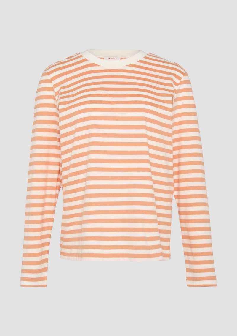 s.Oliver - Gestreiftes Langarmshirt aus Baumwolljersey, Damen, Orange von s.Oliver