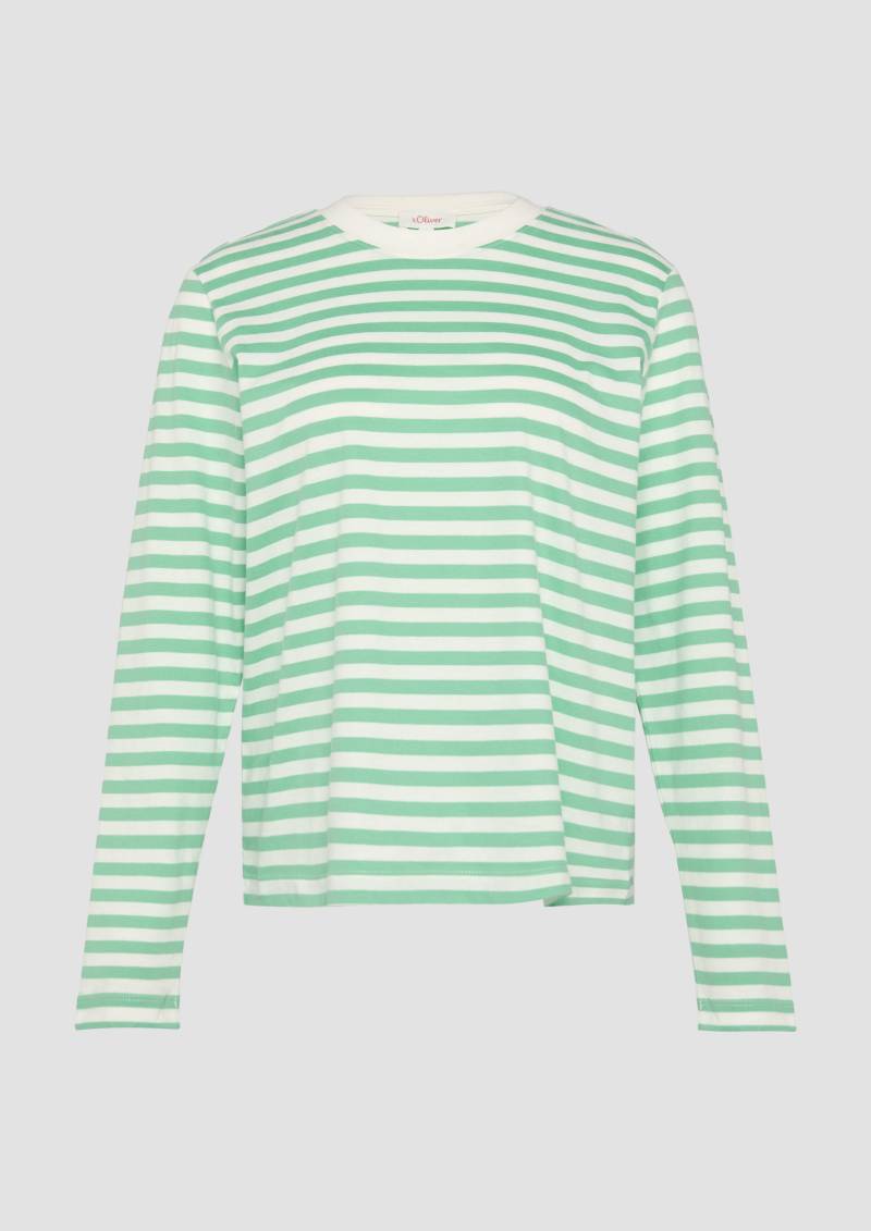 s.Oliver - Gestreiftes Langarmshirt aus Baumwolljersey, Damen, grün von s.Oliver