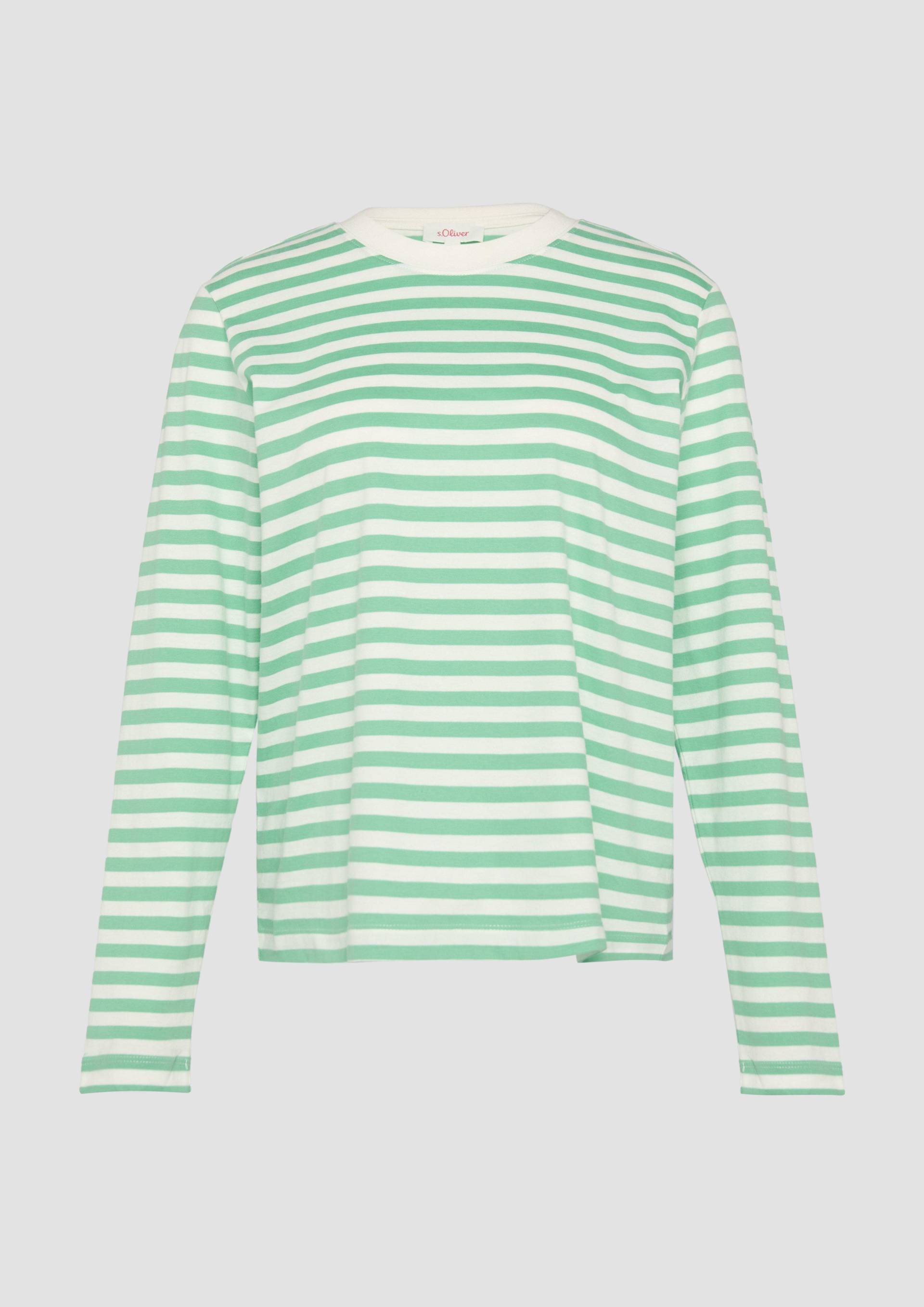 s.Oliver - Gestreiftes Langarmshirt aus Baumwolljersey, Damen, grün von s.Oliver