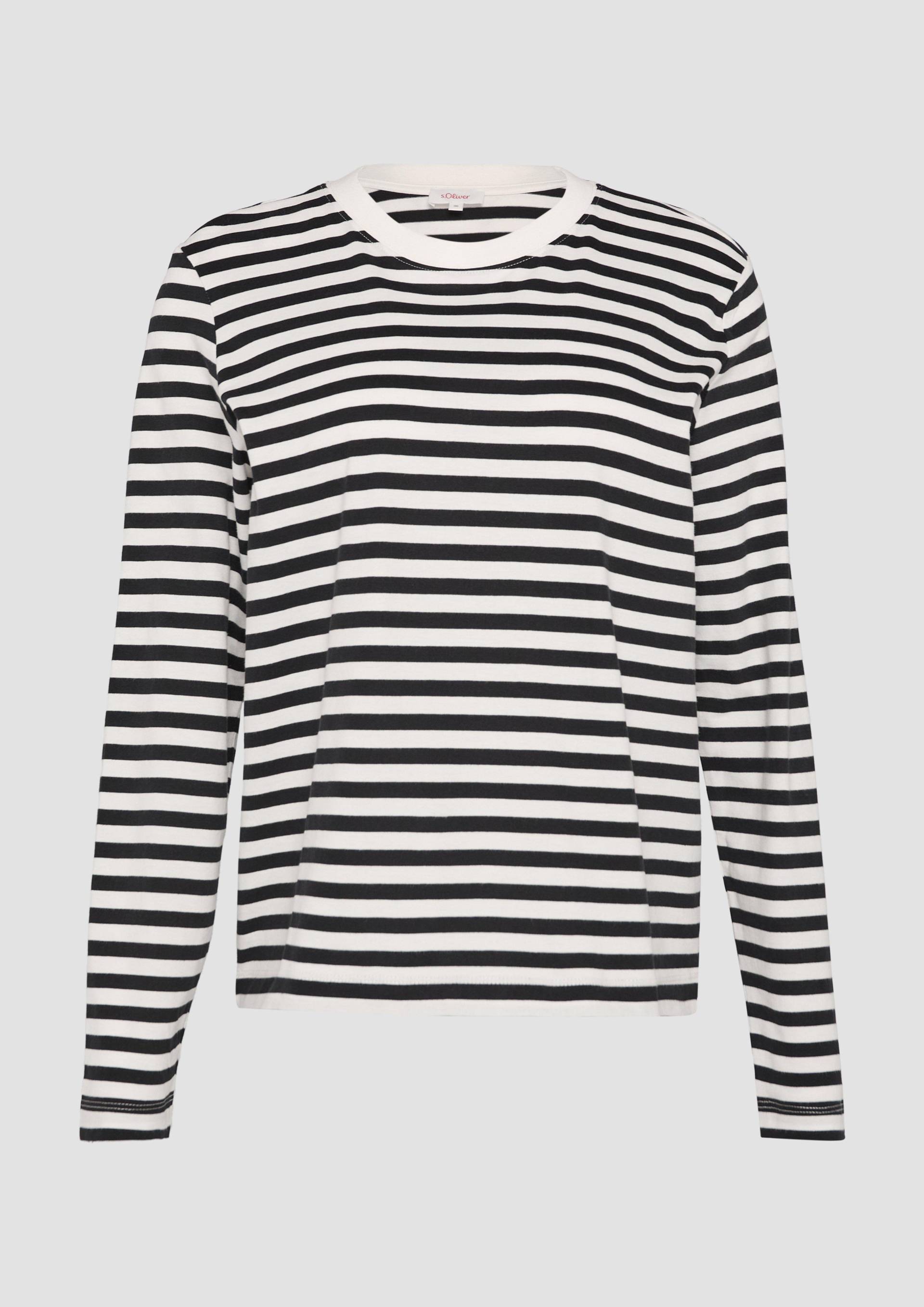 s.Oliver - Gestreiftes Langarmshirt aus Baumwolljersey, Damen, schwarz von s.Oliver
