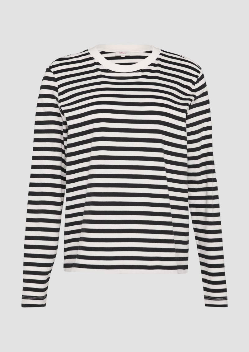 s.Oliver - Gestreiftes Langarmshirt aus Baumwolljersey, Damen, schwarz von s.Oliver
