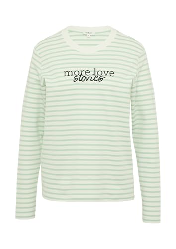 s.Oliver Gestreiftes Langarmshirt im Relaxed Fit mit Artwork türkis 38 von s.Oliver