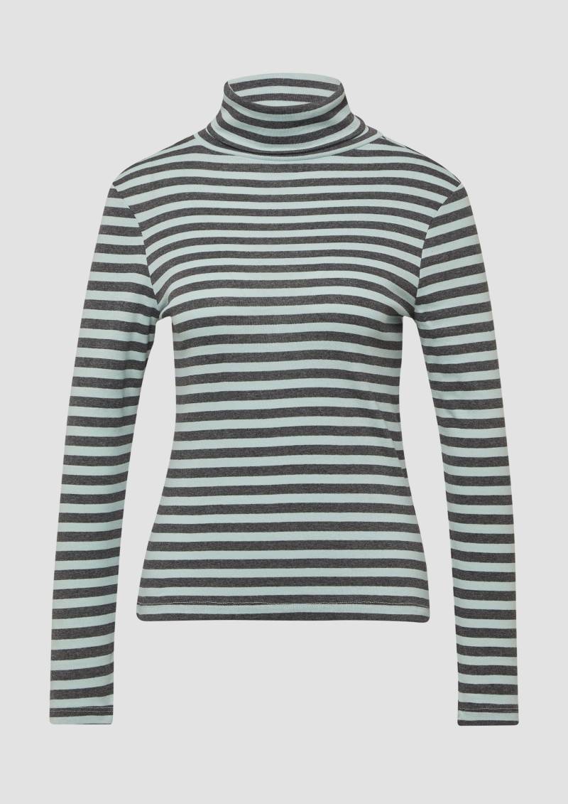 s.Oliver - Gestreiftes Longsleeve im Slim Fit mit Rollkragen, Damen, grau|türkis von s.Oliver