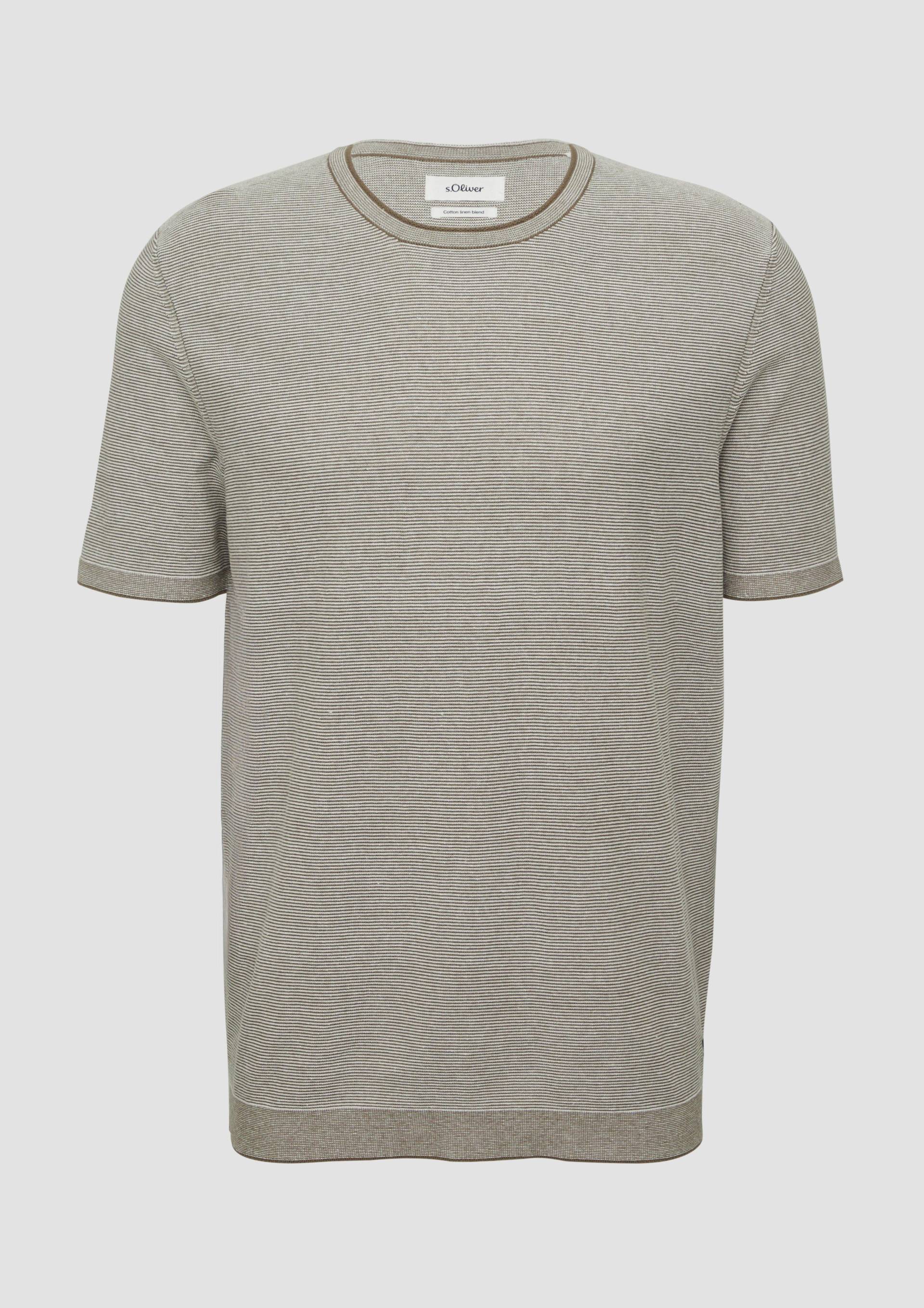 s.Oliver - Gestreiftes Strick-T-Shirt aus Leinenmix, Herren, braun von s.Oliver