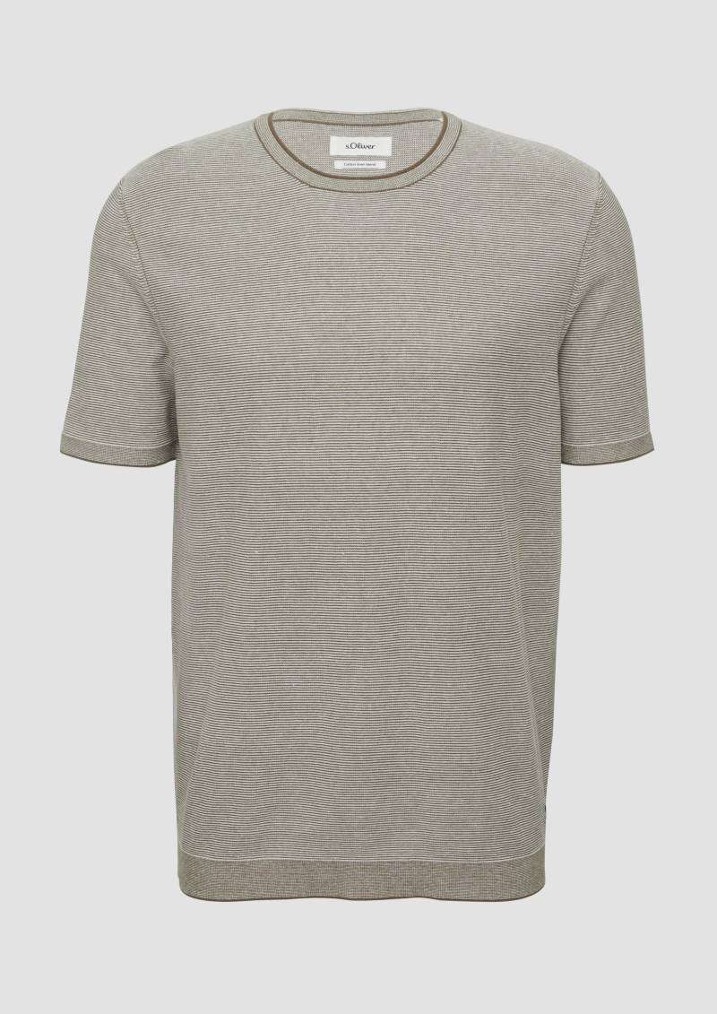 s.Oliver - Gestreiftes Strick-T-Shirt aus Leinenmix, Herren, braun von s.Oliver