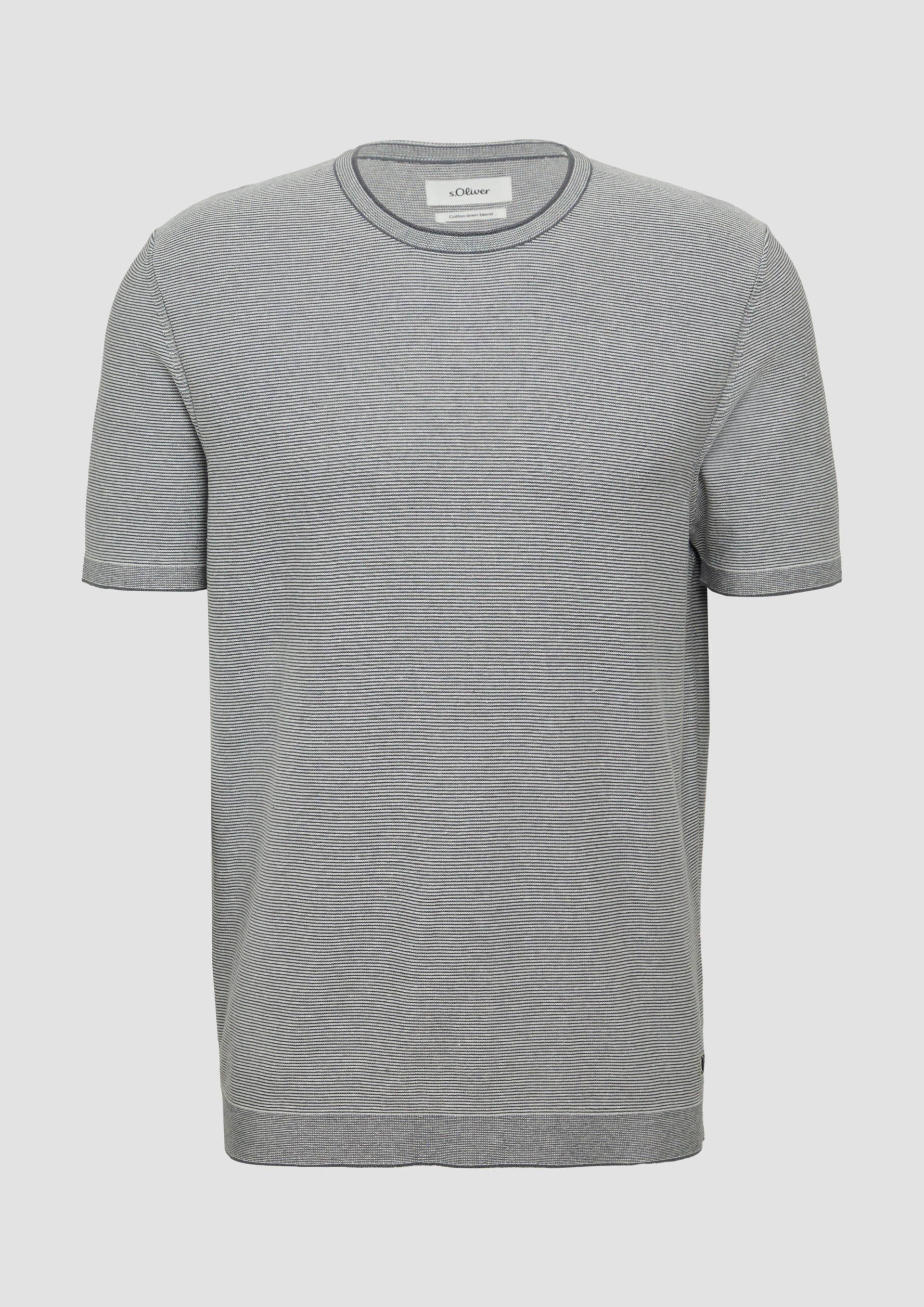 s.Oliver - Gestreiftes Strick-T-Shirt aus Leinenmix, Herren, grau von s.Oliver