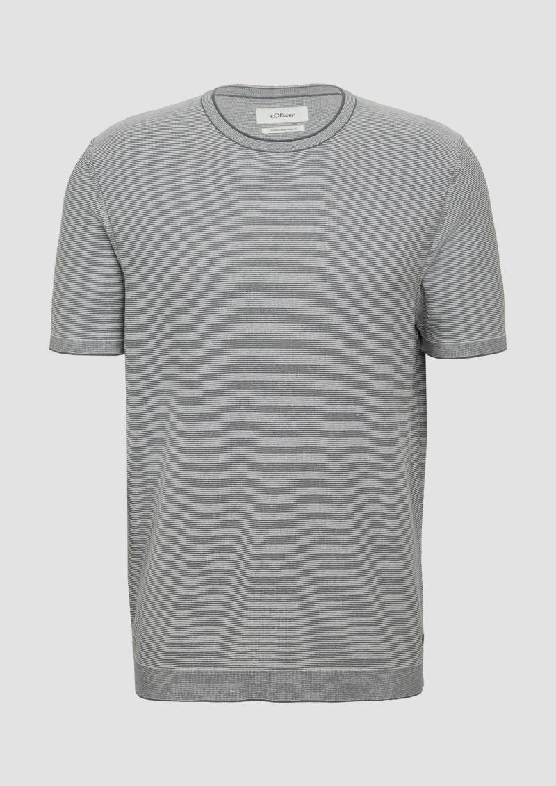 s.Oliver - Gestreiftes Strick-T-Shirt aus Leinenmix, Herren, grau von s.Oliver