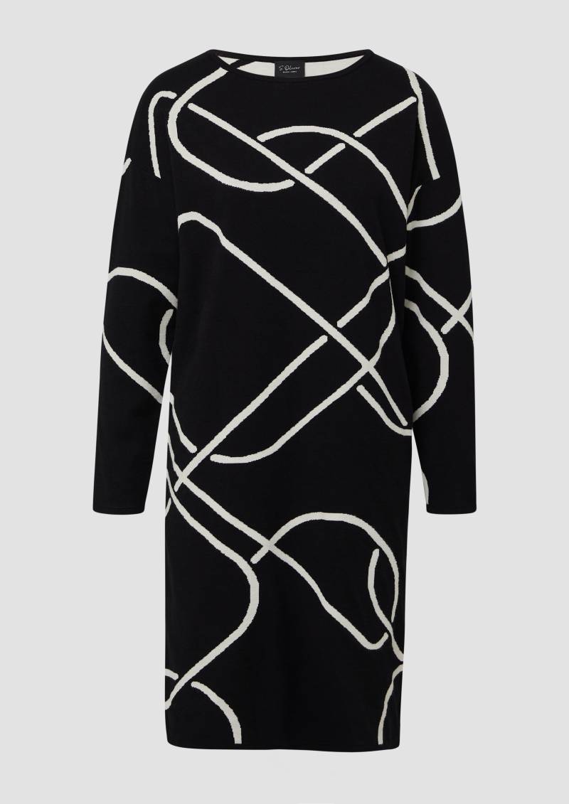 s.Oliver - Gestricktes Jacquard-Kleid mit All-over-Print, Damen, schwarz von s.Oliver