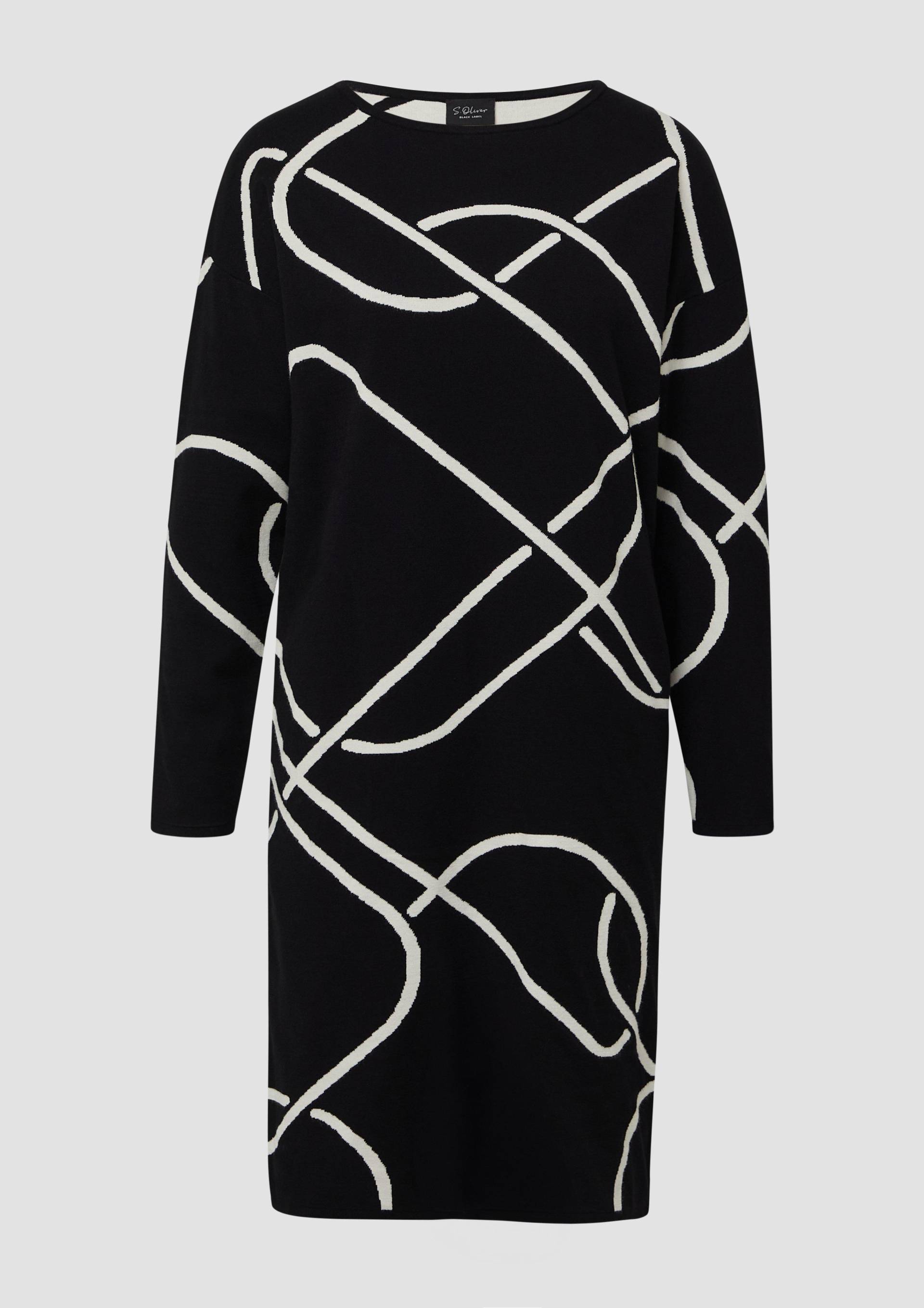s.Oliver - Gestricktes Jacquard-Kleid mit All-over-Print, Damen, schwarz von s.Oliver
