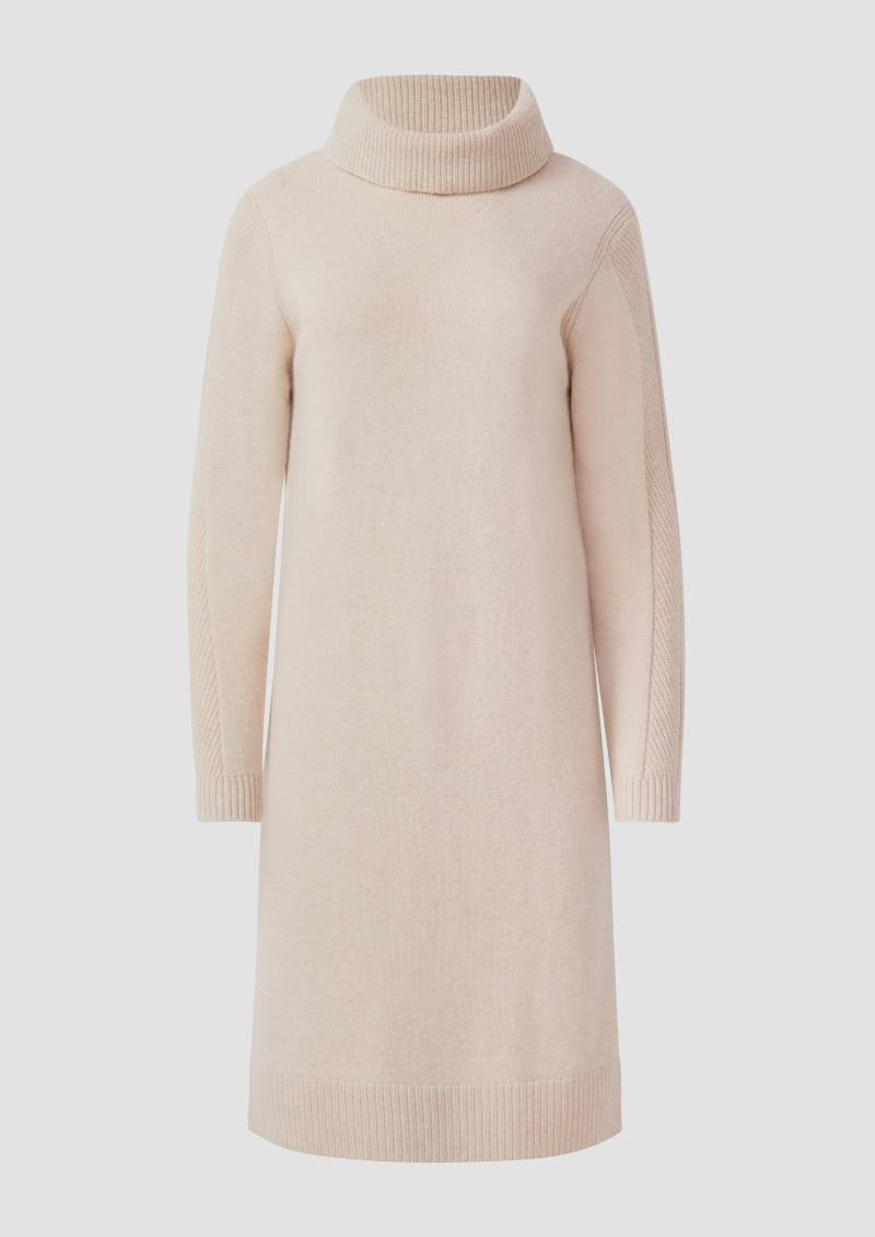 s.Oliver - Gestricktes Midikleid mit Rollkragen und Ajourdetails, Damen, Beige von s.Oliver