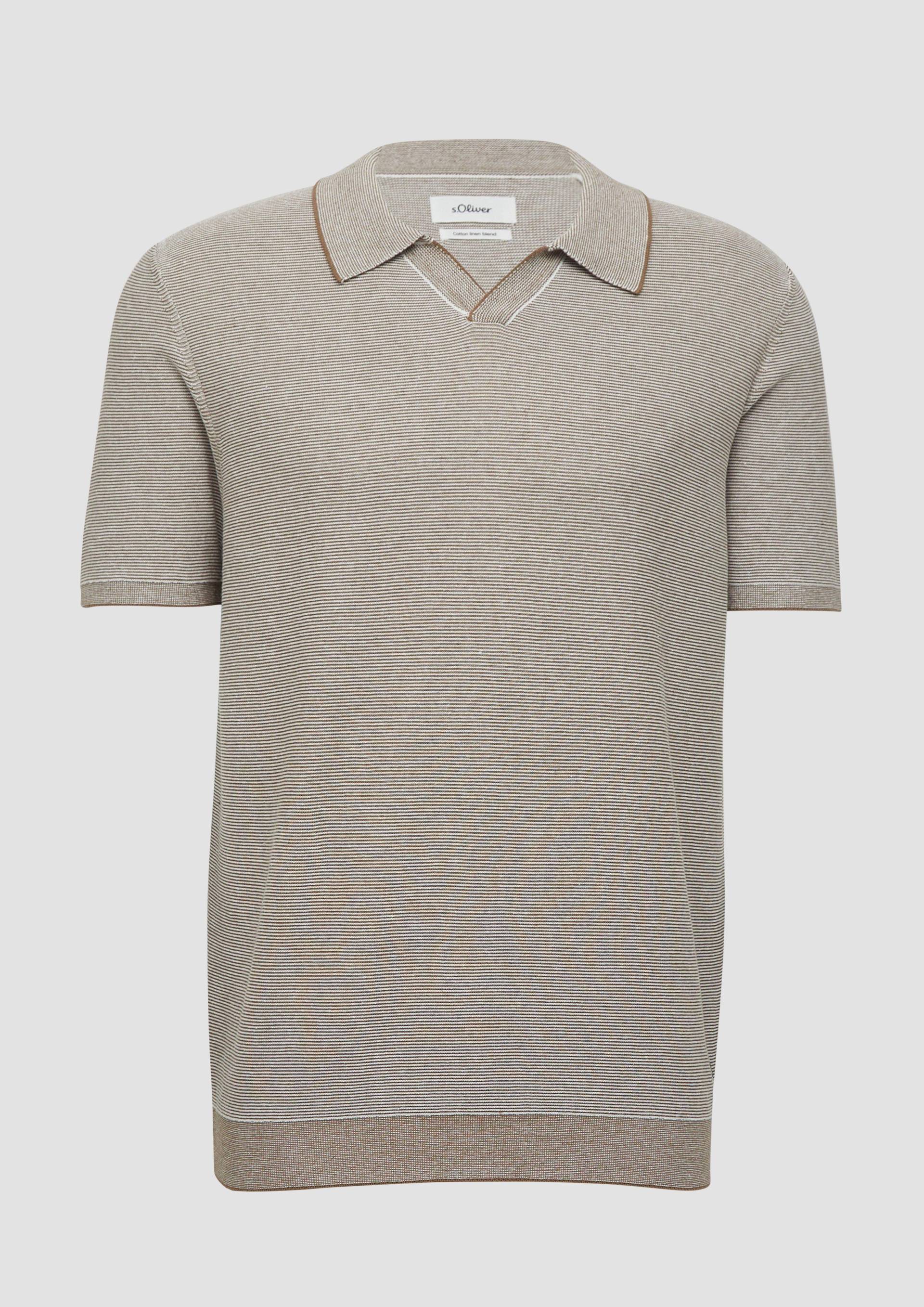 s.Oliver - Gestricktes Poloshirt aus Leinenmix, Herren, braun von s.Oliver