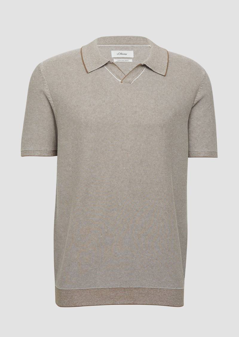 s.Oliver - Gestricktes Poloshirt aus Leinenmix, Herren, braun von s.Oliver