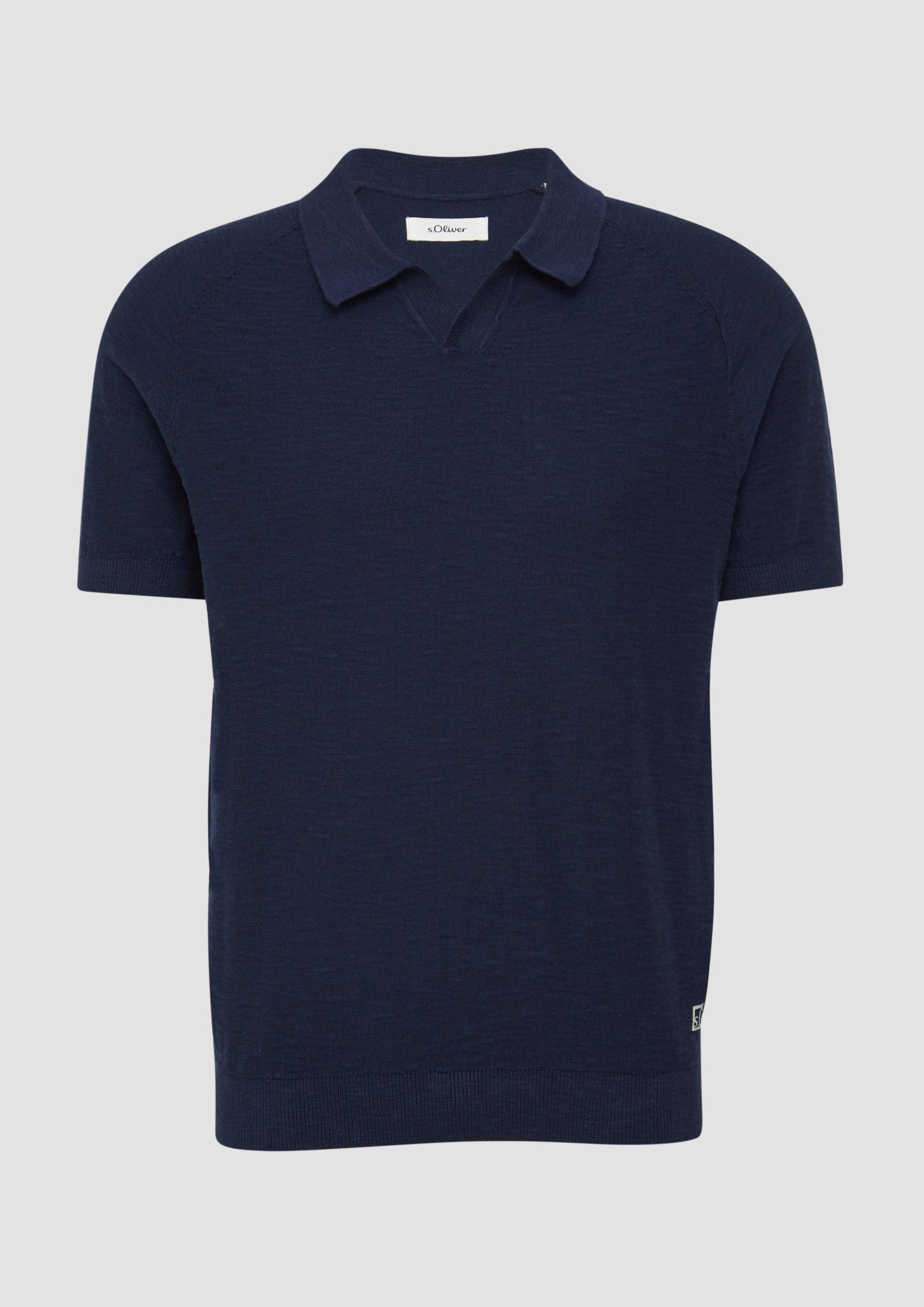 s.Oliver - Gestricktes Poloshirt mit Flammgarnstruktur, Herren, blau von s.Oliver
