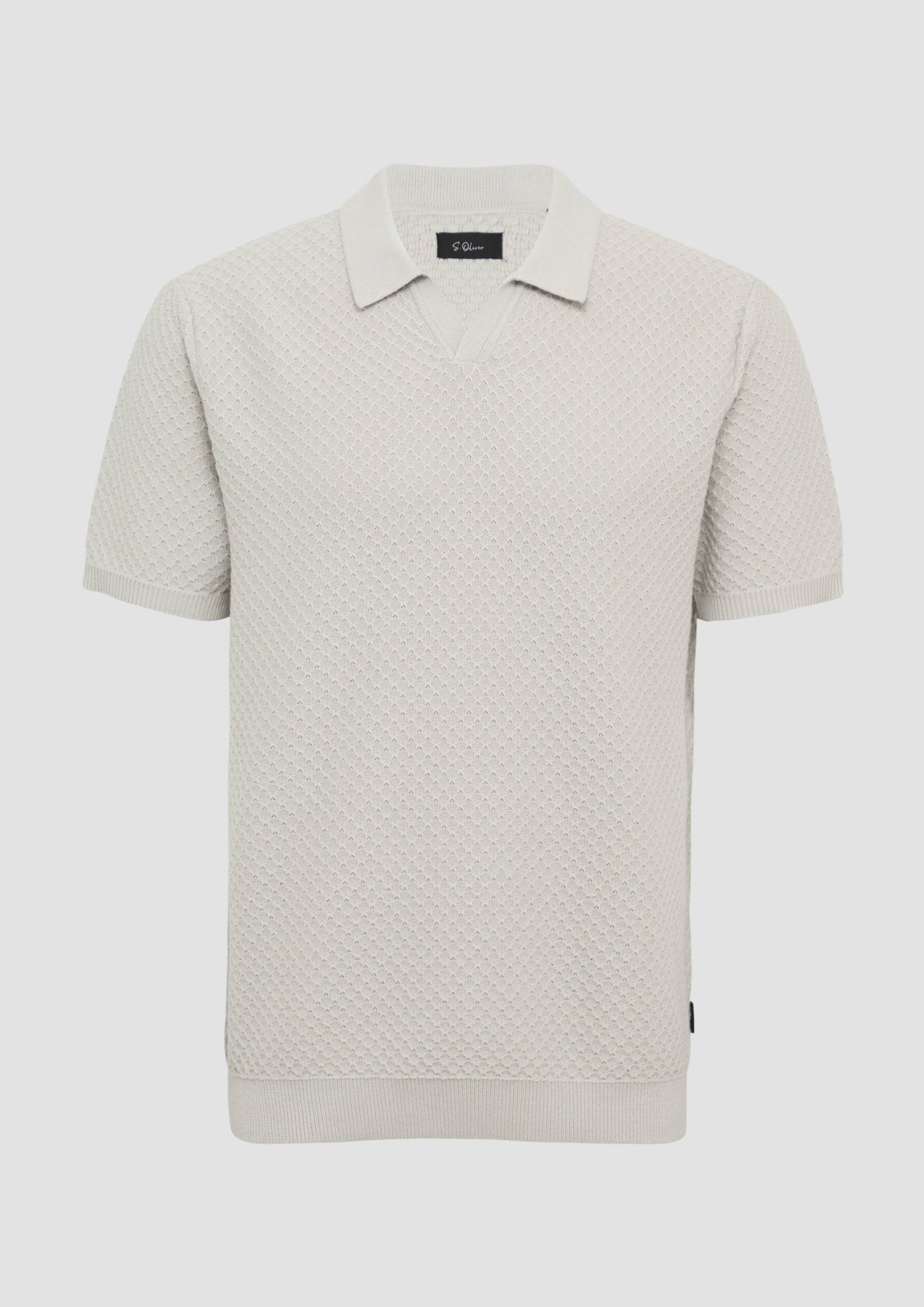 s.Oliver - Gestricktes Poloshirt mit Struktur und Bündchen, Herren, Beige von s.Oliver