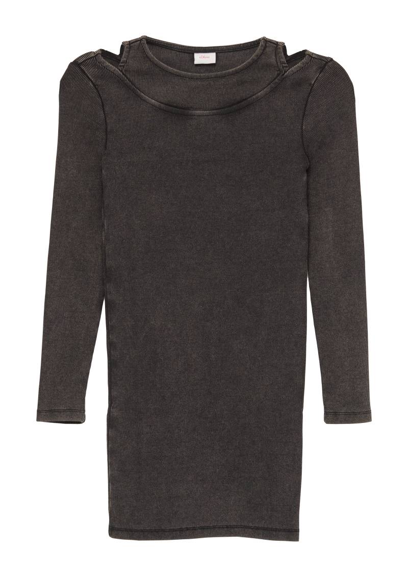 s.Oliver - Gewaschenes Ripp-Kleid mit 2-in-1-Optik, Mädchen, schwarz von s.Oliver