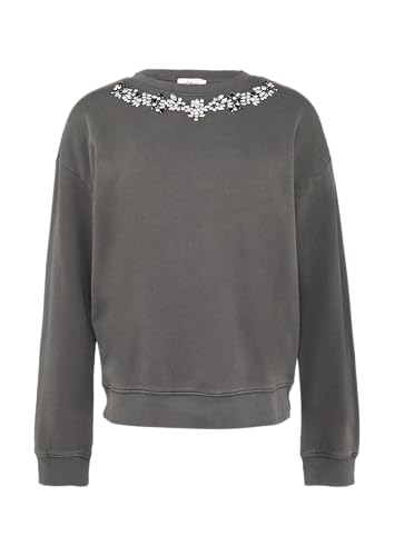 s.Oliver Gewaschenes Sweatshirt mit Schmucksteinen dunkelgrau 40 von s.Oliver