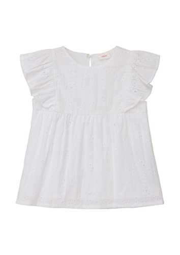 s.Oliver Girl's 2127411 Bluse, A-Linie mit Spitze, White, 92/98 von s.Oliver