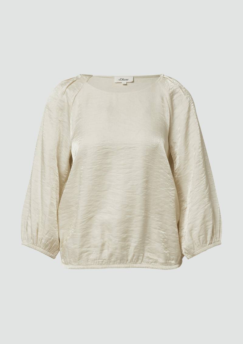 s.Oliver - Glänzende Bluse im O-Shape, Damen, Beige von s.Oliver