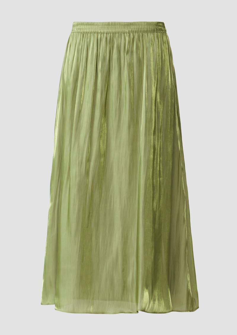 s.Oliver - Glänzender Midirock mit Elastikbund, Damen, grün von s.Oliver