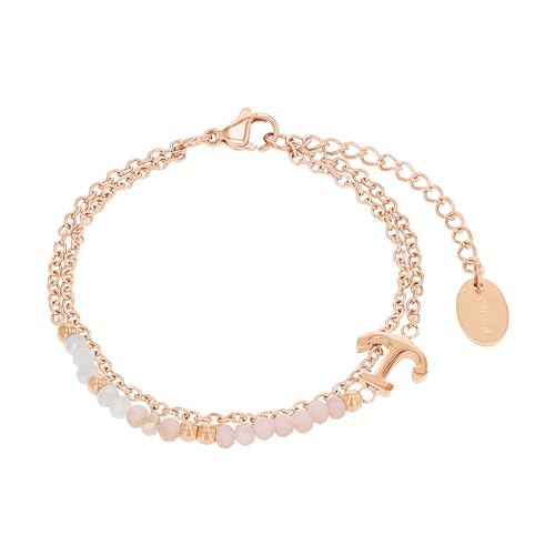 s.Oliver Armband Edelstahl Damen Armschmuck, mit Glas, 16+4 cm, Apricot, Anker, Kommt in Schmuck Geschenk Box, 2018350 von s.Oliver