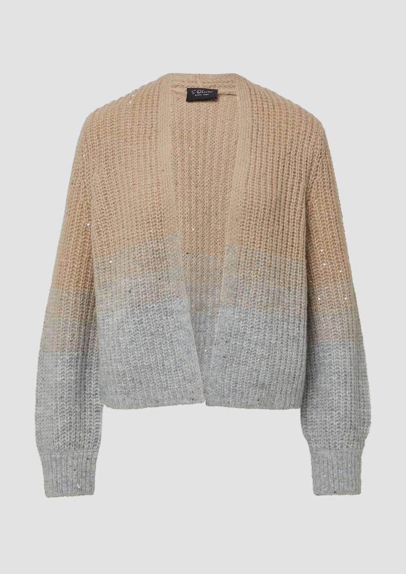 s.Oliver - Grobstrickjacke mit Farbverlauf und Pailletten-Details, Damen, grau|beige von s.Oliver