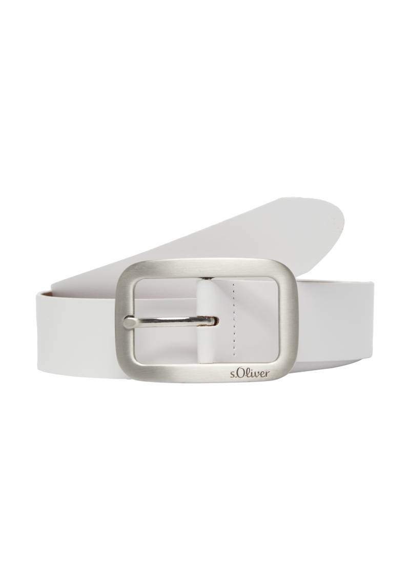 s.Oliver - Gürtel aus Leder mit Logo, Damen, creme von s.Oliver